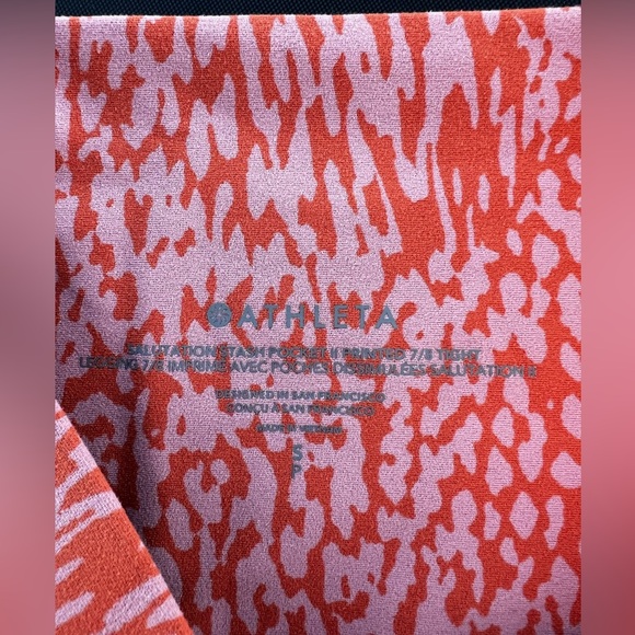Athleta Women's S Pink and orange Patterned Leggings yoga running athletic pants - Picture 2 of 9